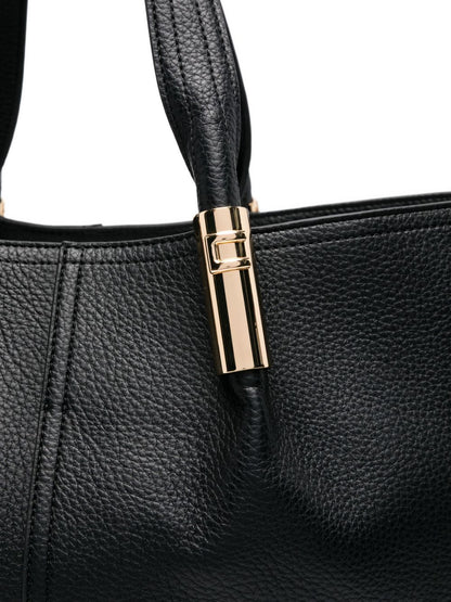 Elisabetta Franchi Large Black Tote Bag with Gold-Tone Logo Details Black
