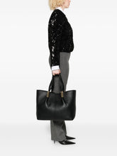 Elisabetta Franchi Large Black Tote Bag with Gold-Tone Logo Details Black