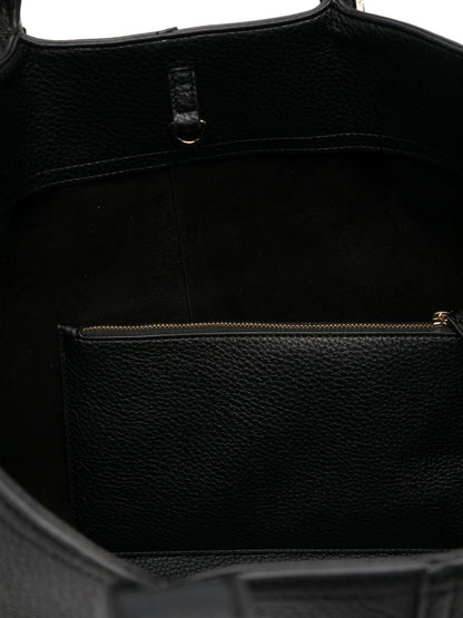 Elisabetta Franchi Large Black Tote Bag with Gold-Tone Logo Details Black