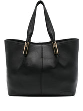 Elisabetta Franchi Large Black Tote Bag with Gold-Tone Logo Details Black