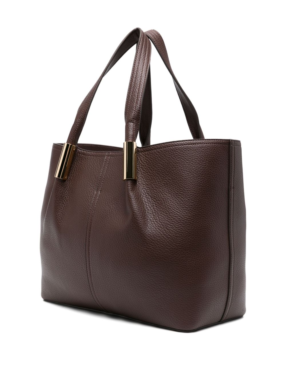 Elisabetta Franchi Large Structured Tote with Logo, Brown Brown