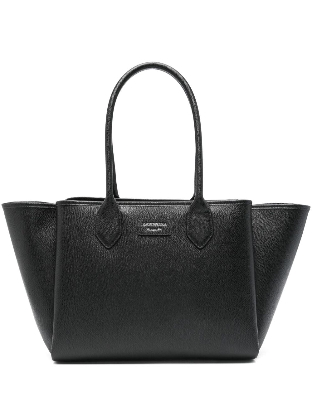 Emporio Armani Large Palmellato-Finish Shopper Bag Black