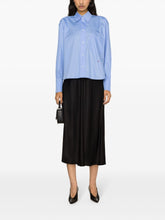 Victoria Beckham Cropped Silk-Cotton Shirt Clear Blue