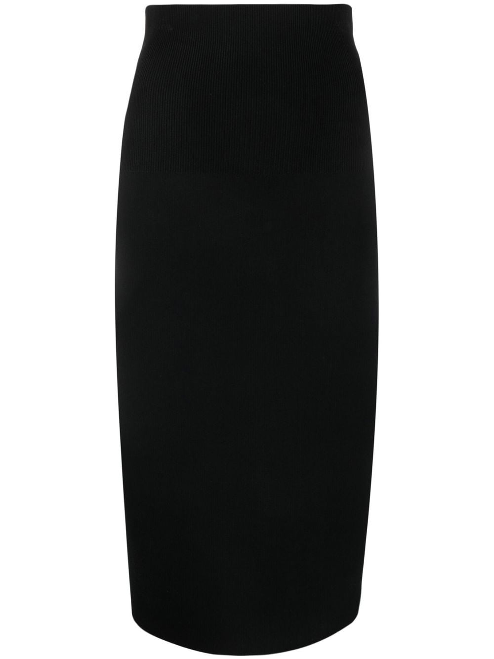 Victoria Beckham Silk &amp; Nylon Fitted Midi Skirt Black