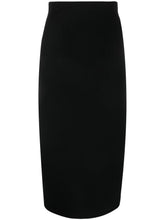 Victoria Beckham Silk & Nylon Fitted Midi Skirt Black