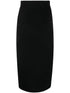 Victoria Beckham Silk & Nylon Fitted Midi Skirt Black
