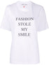Victoria Beckham Silk & Nylon Fashion Stole My Smile White T-Shirt White