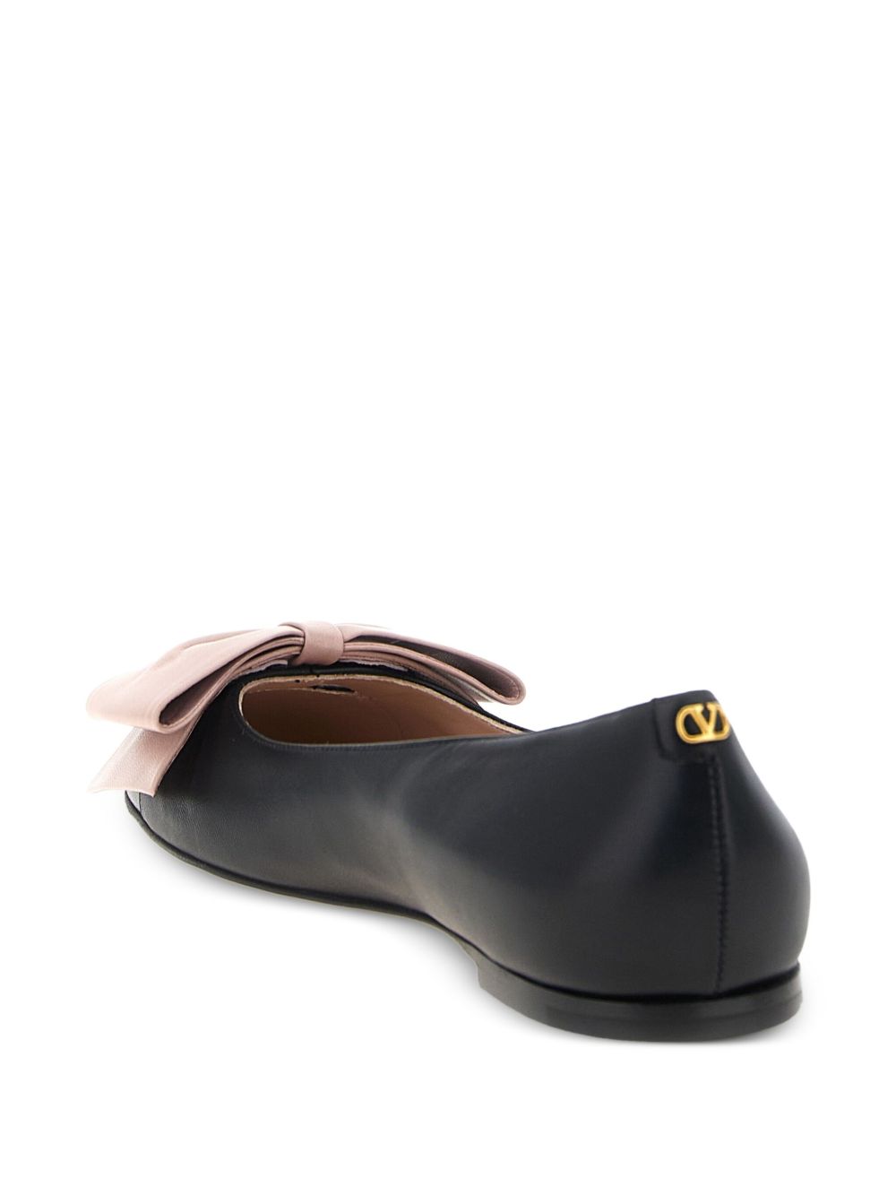 Valentino Garavani Bowow Bow-Detail Leather Ballet Flats Black