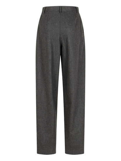 Emporio Armani Checked Wool-Blend Trousers Grey