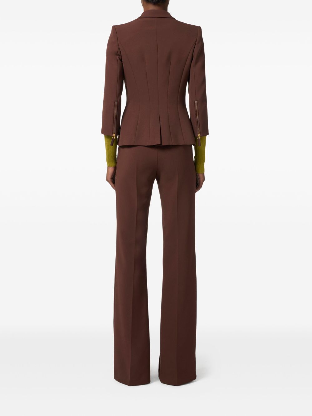 Elisabetta Franchi Double-Breasted Brown Jacket with Gold Buttons Brown