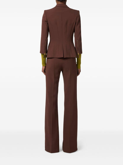 Elisabetta Franchi Double-Breasted Brown Jacket with Gold Buttons Brown