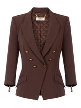 Elisabetta Franchi Double-Breasted Brown Jacket with Gold Buttons Brown