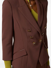 Elisabetta Franchi Double-Breasted Brown Jacket with Gold Buttons Brown