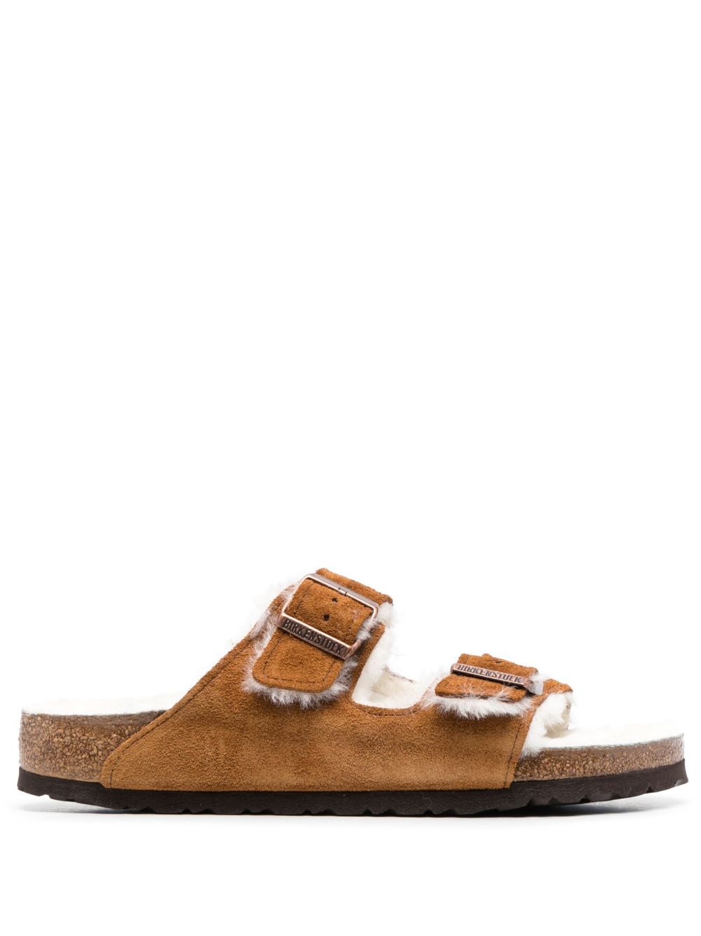 Birkenstock Arizona Shearling Suede Sandals Leather Brown