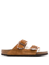 Birkenstock Arizona Shearling Suede Sandals Leather Brown