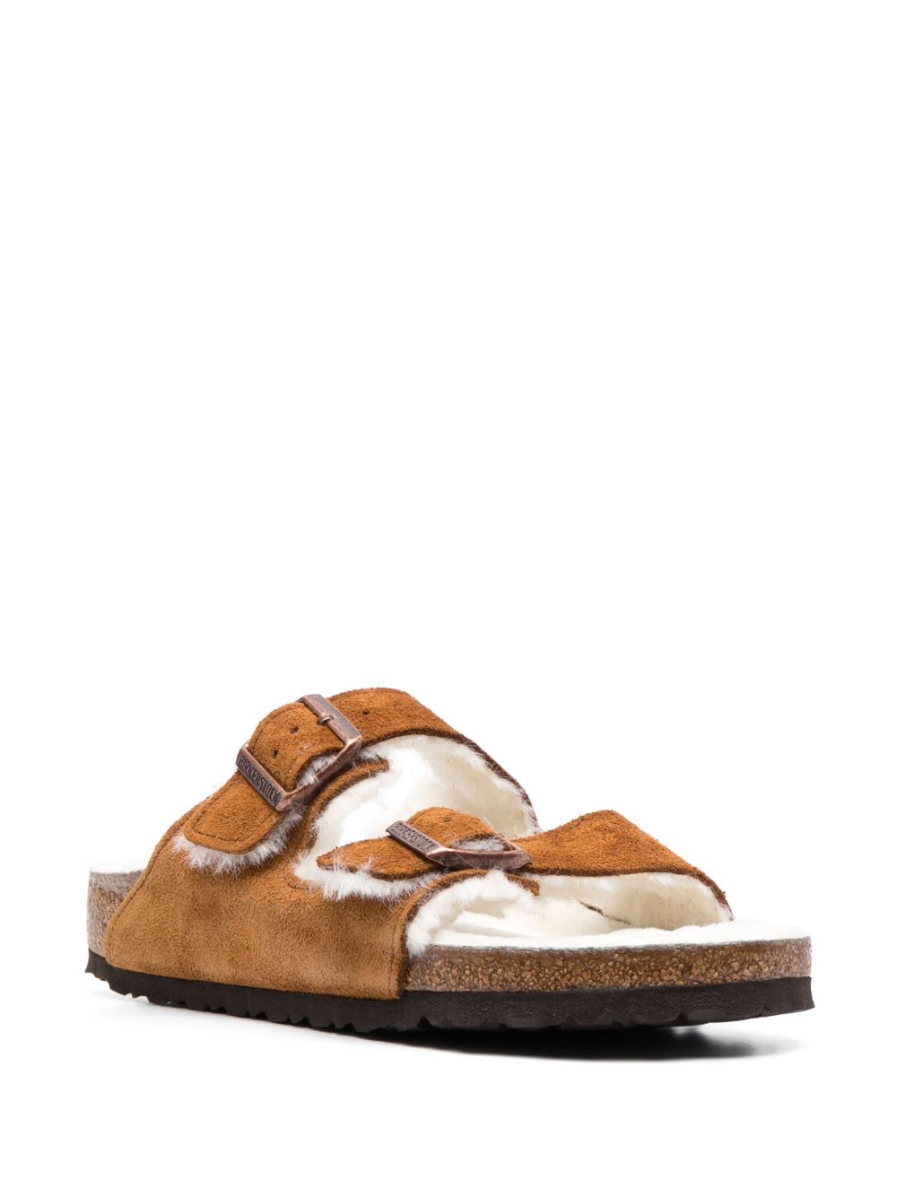 Birkenstock Arizona Shearling Suede Sandals Leather Brown
