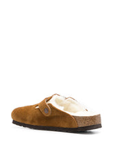 Birkenstock Boston Shearling Suede Sandals Leather Brown
