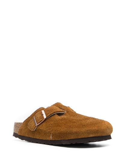 Birkenstock Boston Shearling Suede Sandals Leather Brown