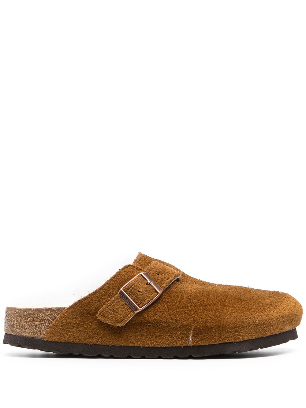 Birkenstock Boston Shearling Suede Sandals Leather Brown