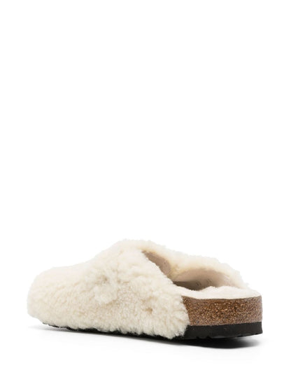 Birkenstock Boston Shearling Lamb Fur Platform Mules White White