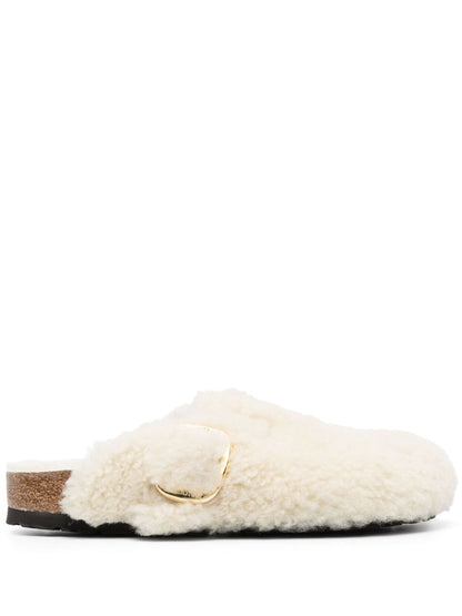 Birkenstock Boston Shearling Lamb Fur Platform Mules White White