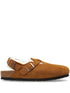Birkenstock Tokio Shearling Suede Slingback Slippers Leather Brown