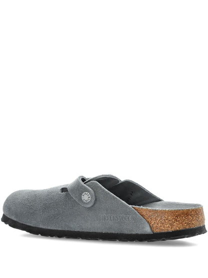 Birkenstock Boston Suede Leather Buckled Sandals Grey
