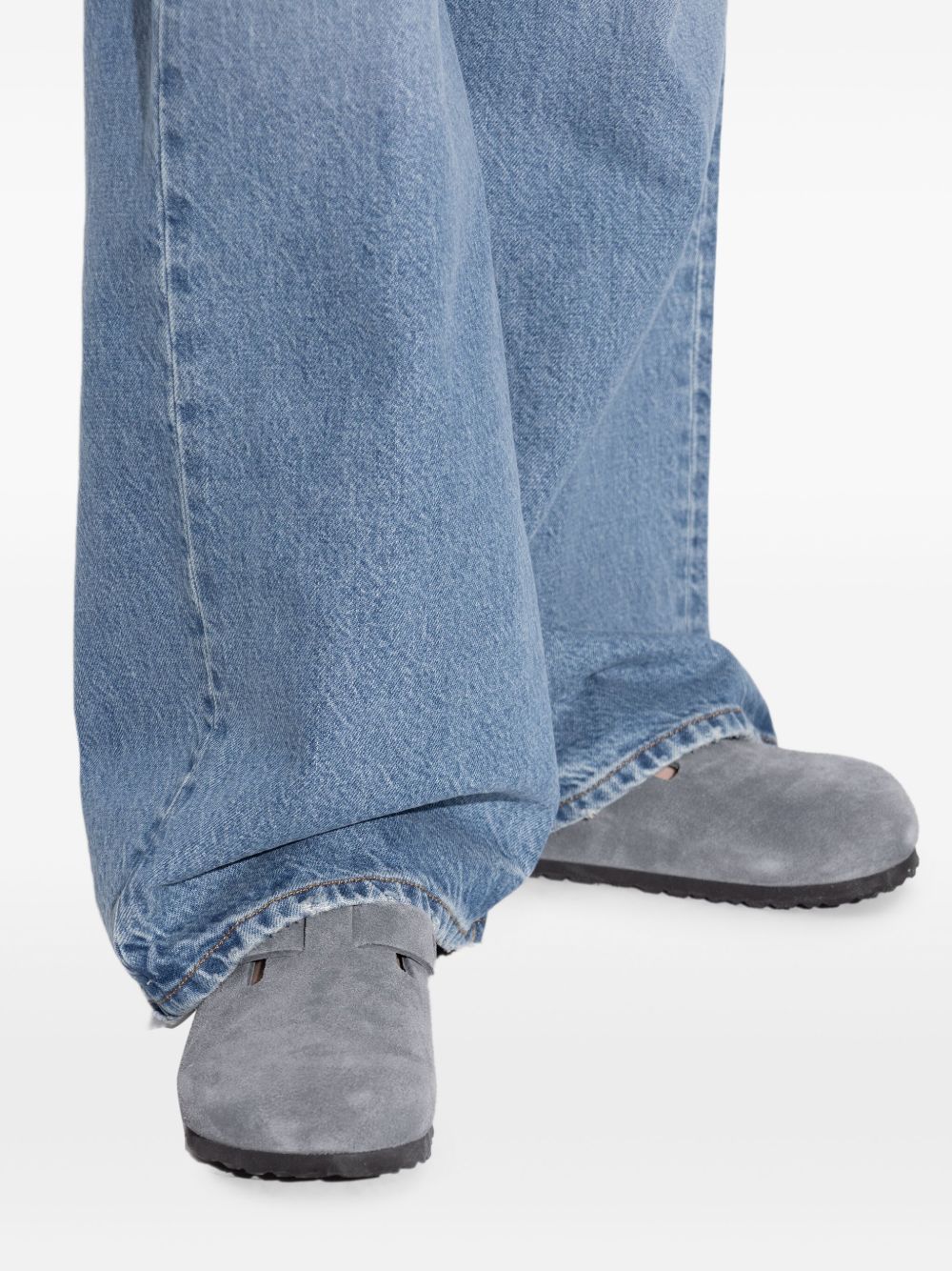 Birkenstock Boston Suede Leather Buckled Sandals Grey