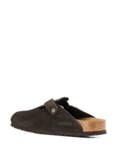 Birkenstock Boston Suede Narrow-Fit Slip-On Sandals Brown