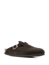 Birkenstock Boston Suede Narrow-Fit Slip-On Sandals Brown