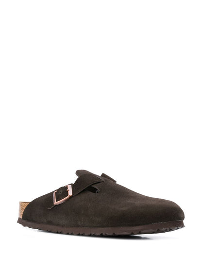 Birkenstock Boston Suede Narrow-Fit Slip-On Sandals Brown
