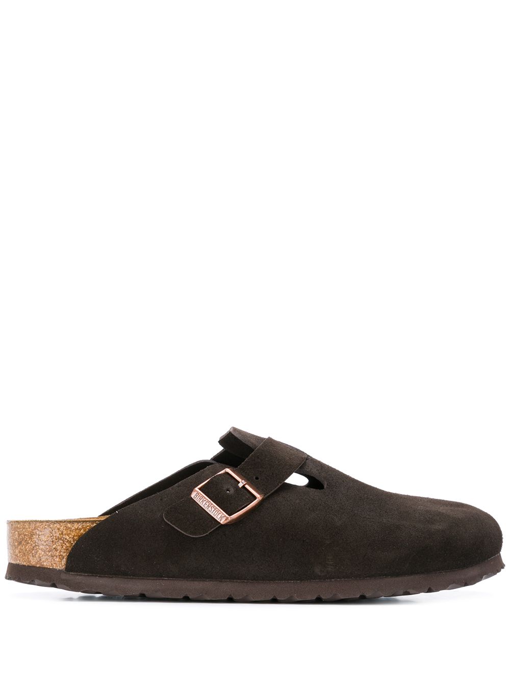 Birkenstock Boston Suede Narrow-Fit Slip-On Sandals Brown