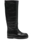 Paris Texas Silk & Napa Leather Knee-High Boots Black