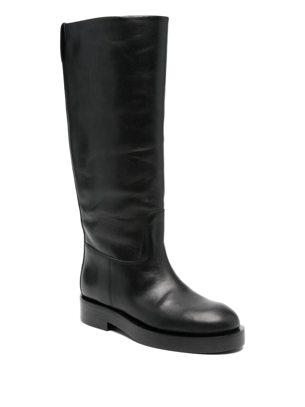 Paris Texas Silk &amp; Napa Leather Knee-High Boots Black