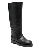Paris Texas Silk & Napa Leather Knee-High Boots Black