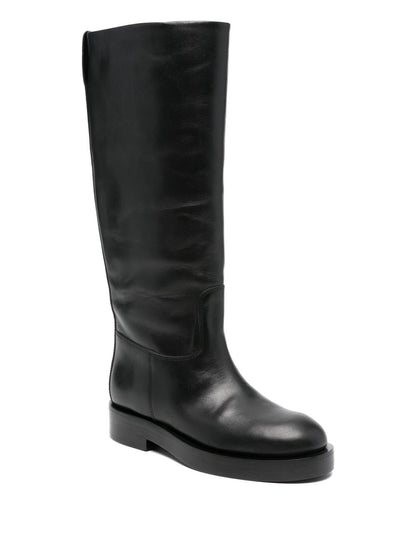 Paris Texas Silk &amp; Napa Leather Knee-High Boots Black