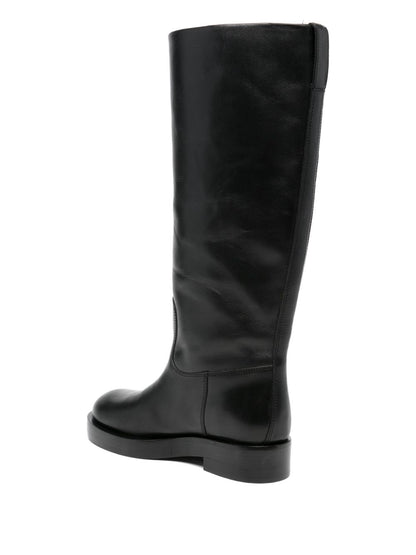 Paris Texas Silk &amp; Napa Leather Knee-High Boots Black