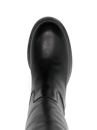 Paris Texas Silk &amp; Napa Leather Knee-High Boots Black