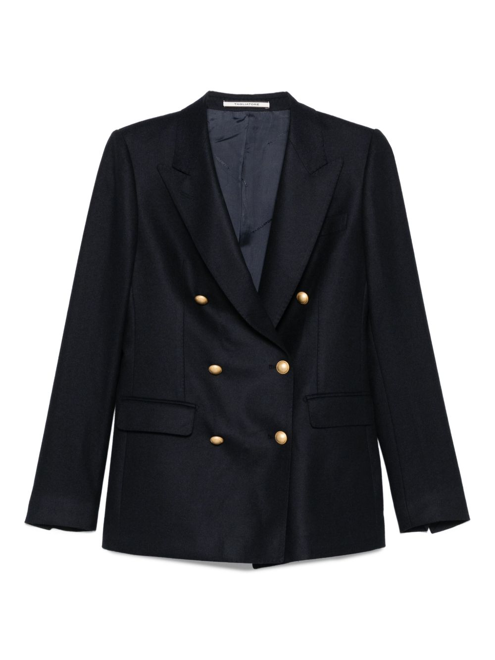 Tagliatore Double-Breasted Silk, Wool and Nylon Jacket Blue Blue