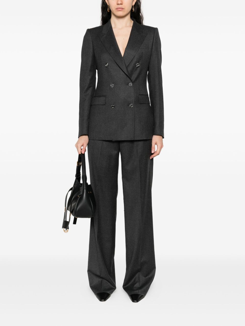 Tagliatore Long Silk-Blend Wool Dress Grey