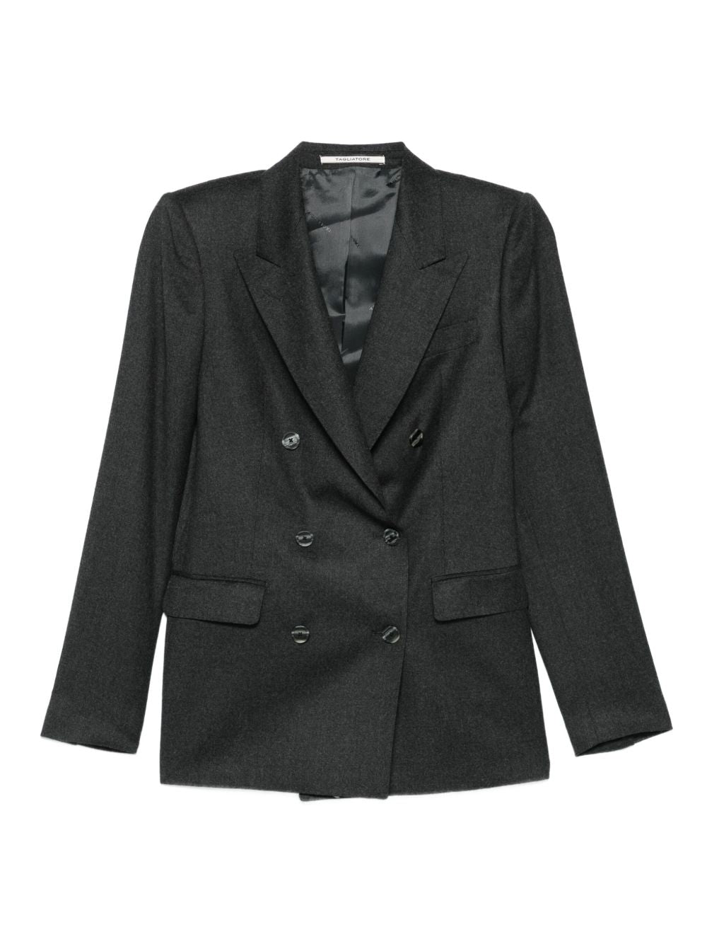 Tagliatore Long Silk-Blend Wool Dress Grey