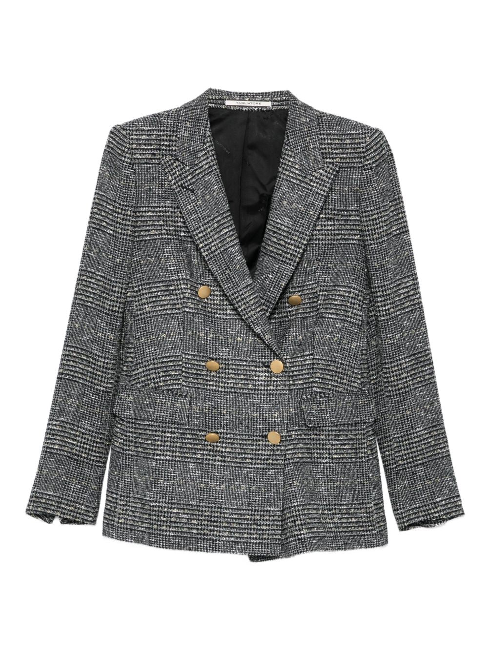 Tagliatore Double-Breasted Silk Wool Blend Jacket Black
