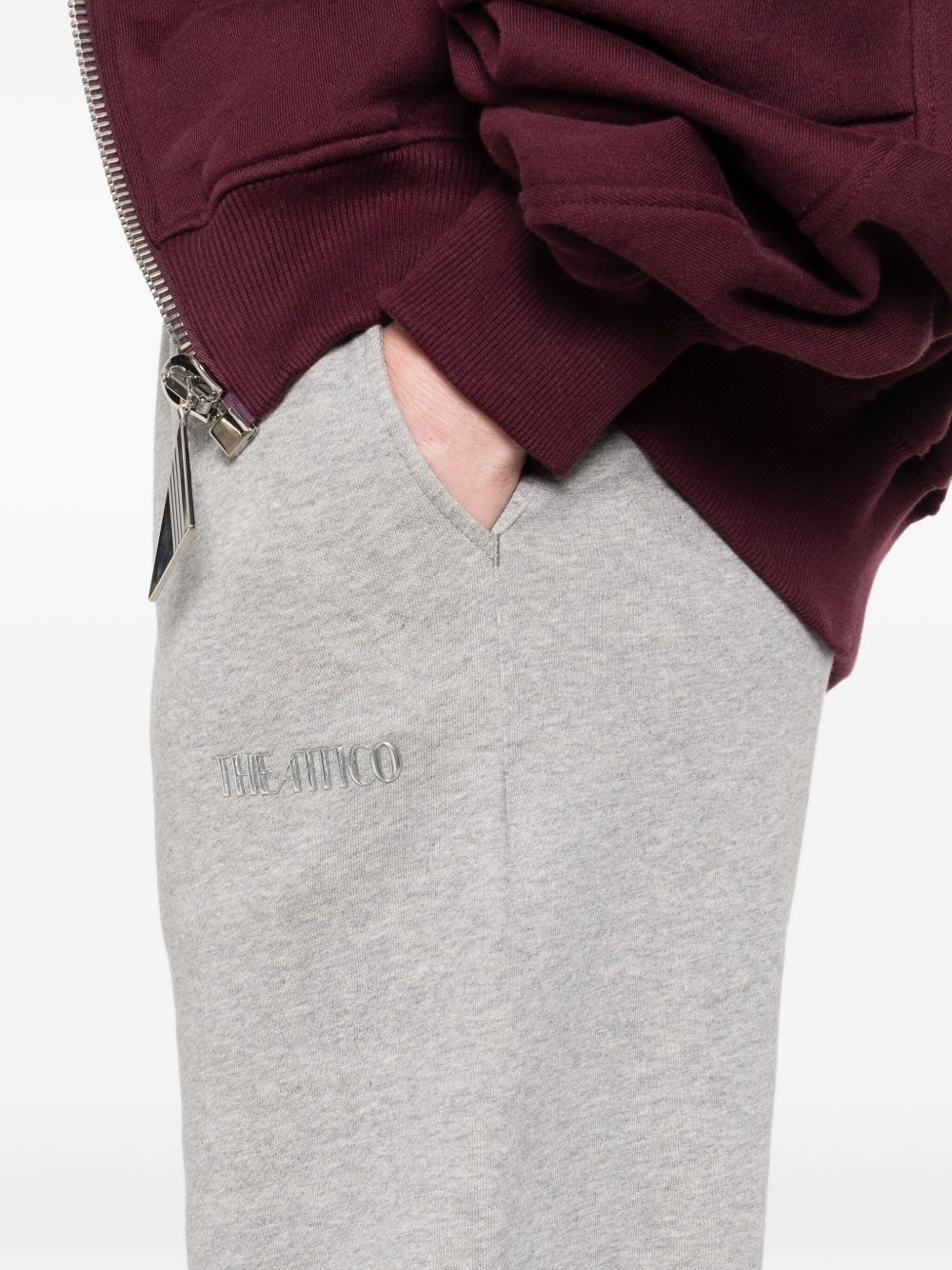 The Attico High-Rise Silk-Cotton Blend Trousers Light Grey
