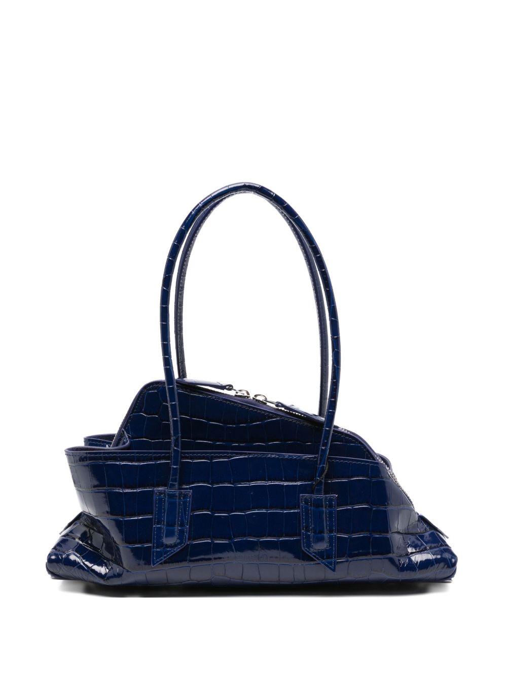 The Attico La Passeggiata Small Crocodile-Effect Blue Leather Shoulder Bag Blue