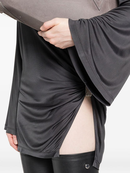 The Attico Shiny Grey Silk-Nylon Mini Dress Grey