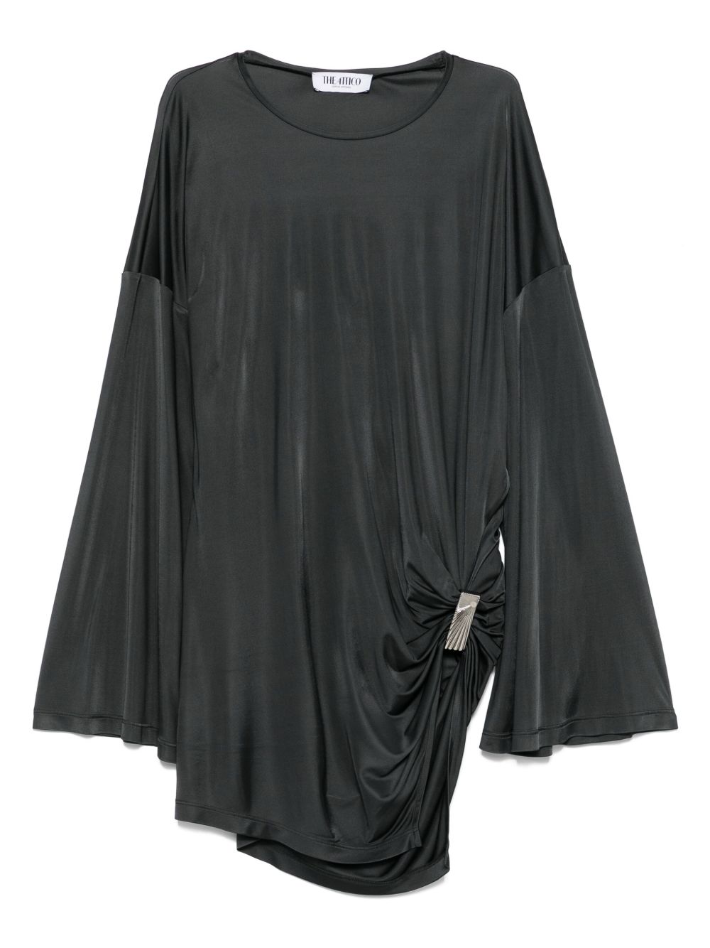 The Attico Shiny Grey Silk-Nylon Mini Dress Grey