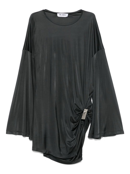 The Attico Shiny Grey Silk-Nylon Mini Dress Grey