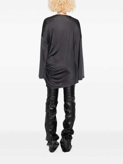 The Attico Shiny Grey Silk-Nylon Mini Dress Grey