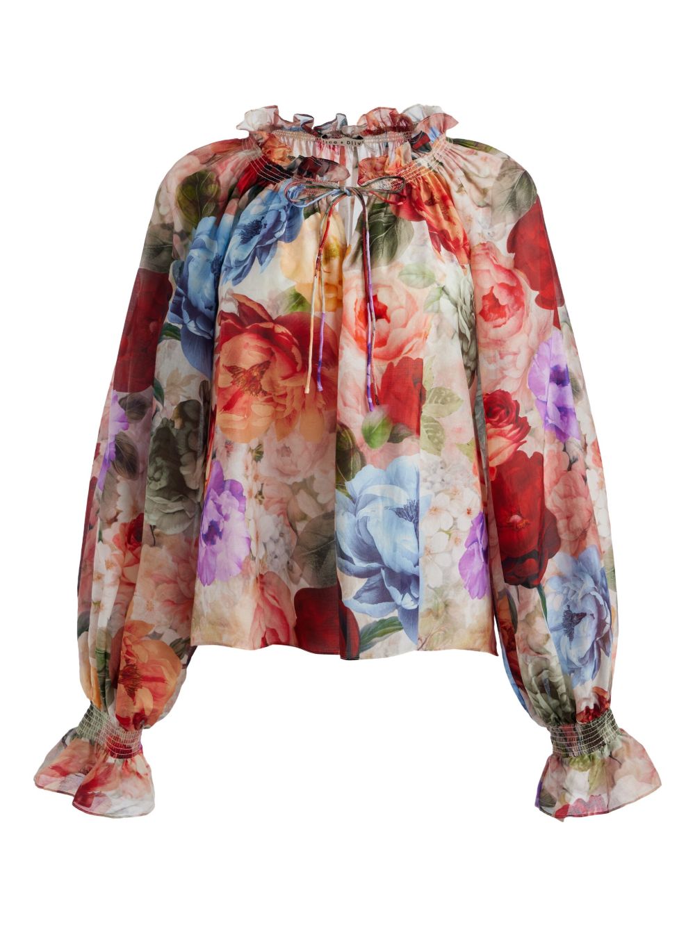 Alice + Olivia Norah Silk-Cotton Multicolour Blouse MultiColour