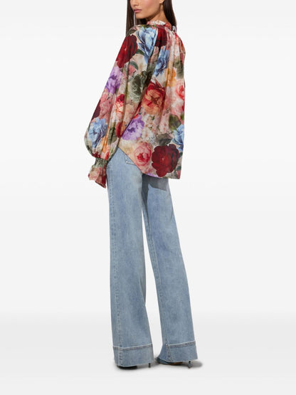 Alice + Olivia Norah Silk-Cotton Multicolour Blouse MultiColour